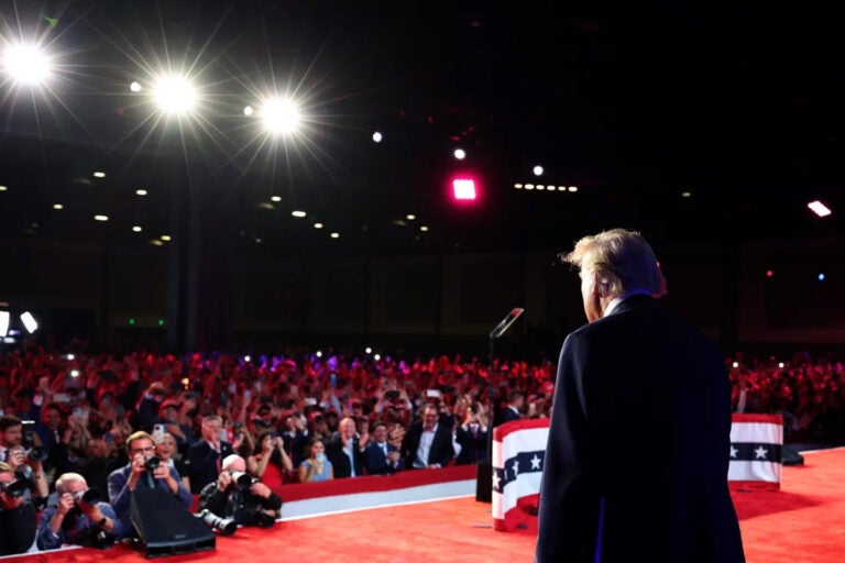 Former President Donald Trump arrives to speak during an election night event on Nov. 6 in West Palm Beach, Fla. (Win McNamee/Getty Images)