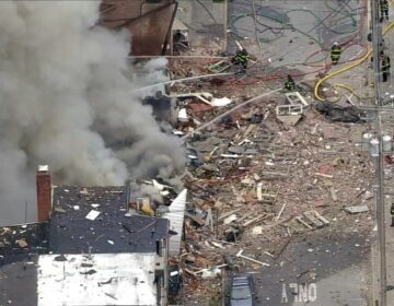 Aftermath of the explosion at the R.M. Palmer Co. factory in West Reading, Pennsylvania. (6abc)