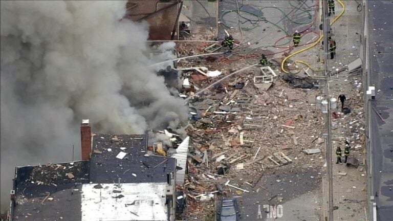 Aftermath of the explosion at the R.M. Palmer Co. factory in West Reading, Pennsylvania. (6abc)