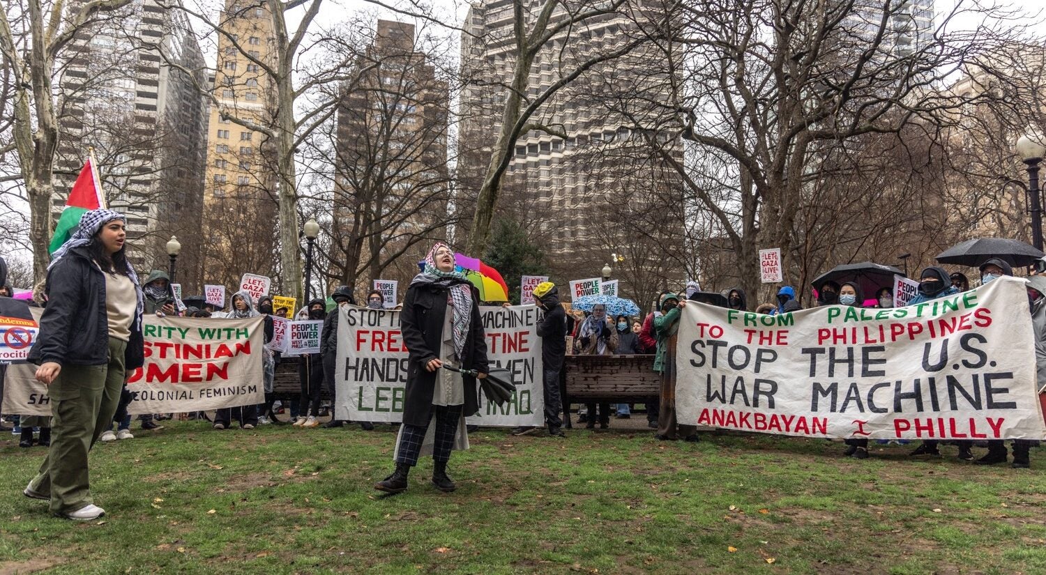 Protesters gathered at Rittenhouse Square