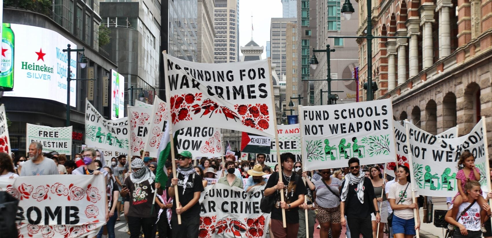 Protesters march around Philadelphia City Hall