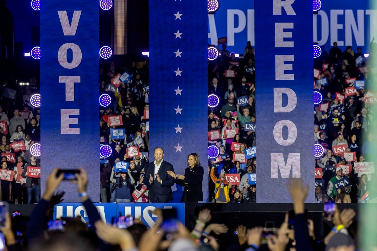 Vice President Kamala Harris (right) and her husband Doug Emhoff