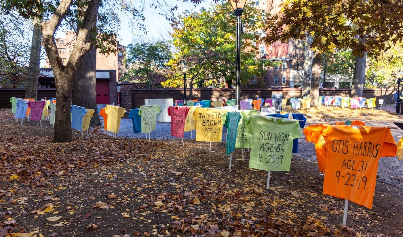 Memorial to the Lost installation at the Arch Street Meetinghouse