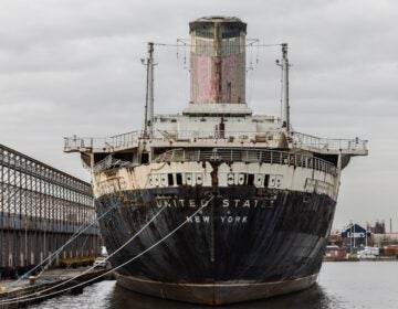 The SS United States in port at pier 82 in Philadelphia