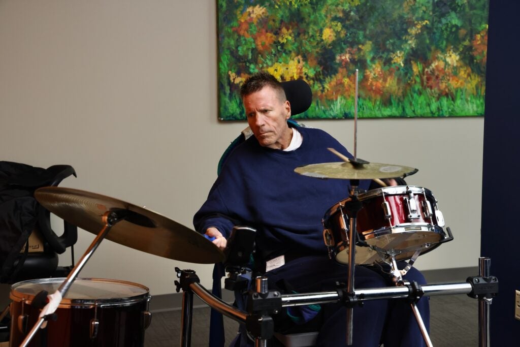 Keith Crass plays drums