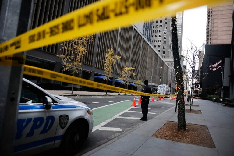 Police tape up at a crime scene in New York City