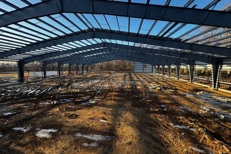 an empty, roofless indoor arena