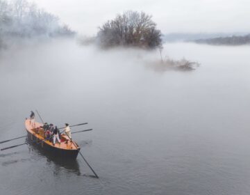 The reenactment commemorates the moment General George Washington led his troops across the Delaware River on a frigid Christmas Day in 1776. (Alexandru Bruschini of Mediaology Co.)