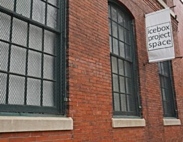 Icebox Project Space sign at the Crane Arts studios