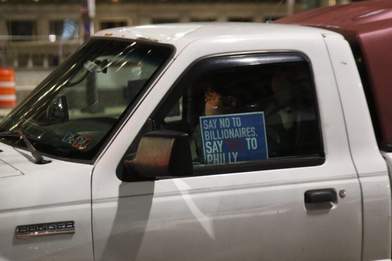 Cars disrupting traffic during the protest