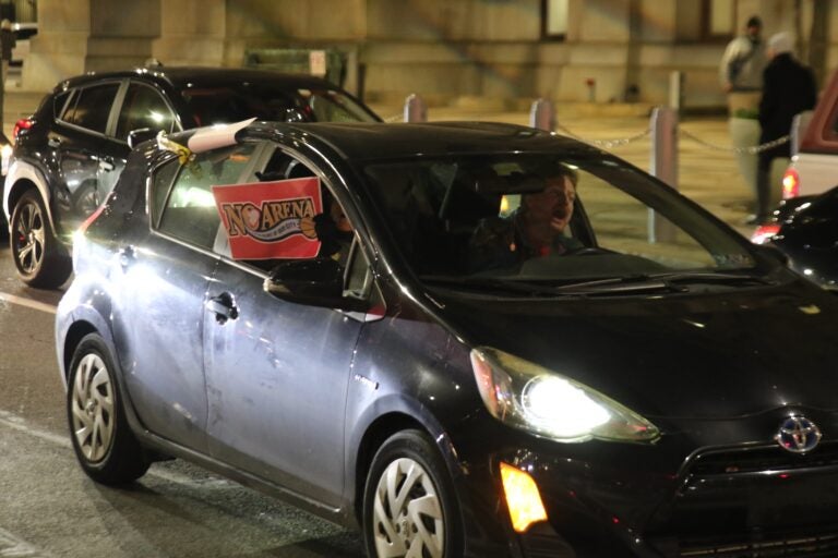 Cars disrupting traffic during the protest