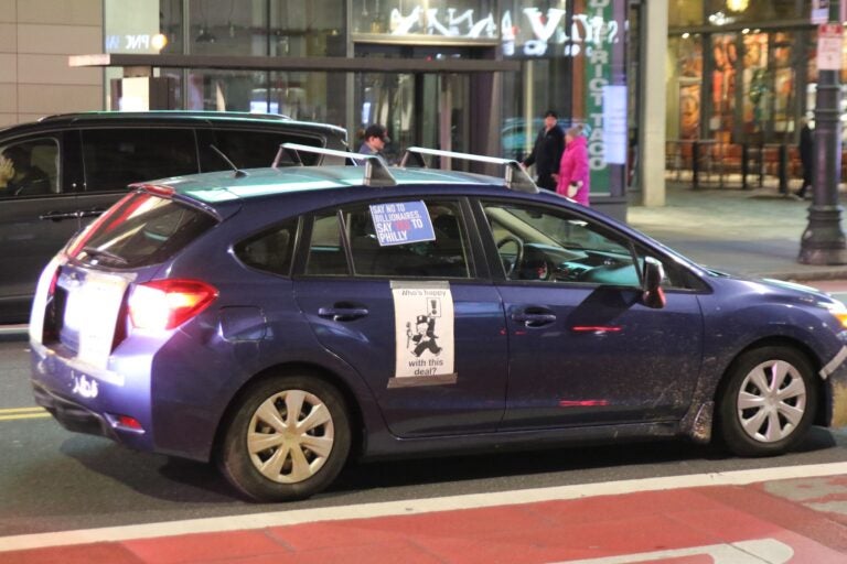 Cars disrupting traffic during the protest