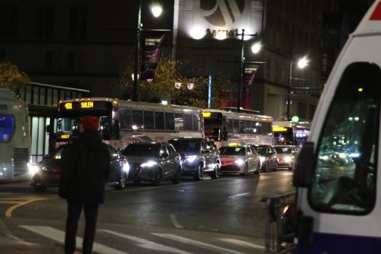 Cars disrupting traffic during the protest