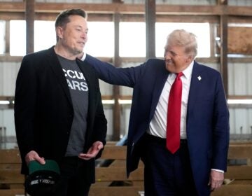 Donald Trump pats Elon Musk on the shoulder