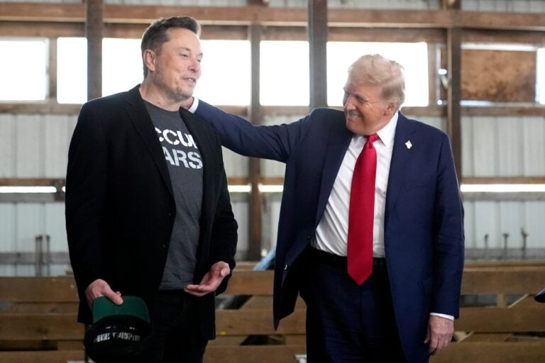 Donald Trump pats Elon Musk on the shoulder