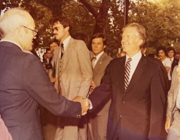 Joseph Phillips greets former President Jimmy Carter