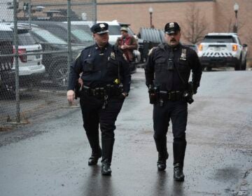 New York Police officers arrive at Altoona Police Department