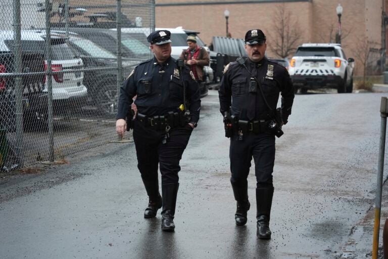 New York Police officers arrive at Altoona Police Department