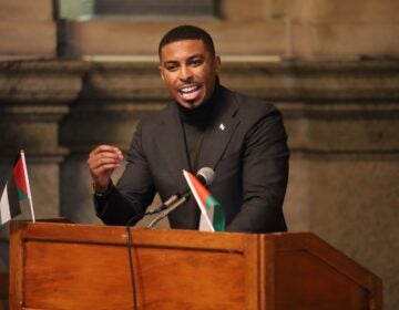 Philadelphia City Councilmember Nicolas O’Rourke speaks at Philly's 4th annual Palestine Day