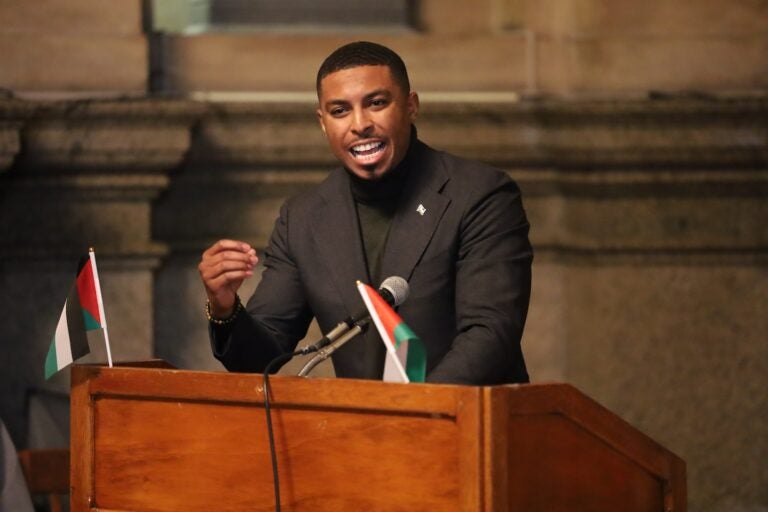 Philadelphia City Councilmember Nicolas O’Rourke speaks at Philly's 4th annual Palestine Day