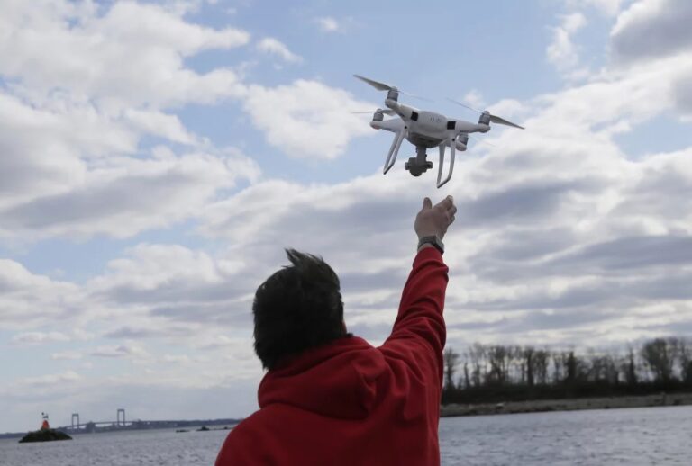 Drones like this one are now temporarily prohibited from flying over parts of New Jersey. The Federal Aviation Administration is barring drone flights over critical infrastructure at more than 20 locations in the state following a rash of sightings. (Seth Wenig/AP)