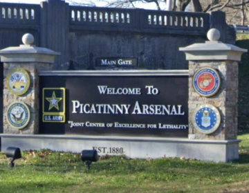 Entrance sign welcoming people to Picatinny Arsenal