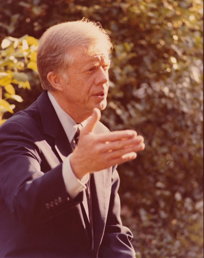 President Jimmy Carter is seen at the Phillips residence in Lansdowne, Pennsylvania, in October 1980.