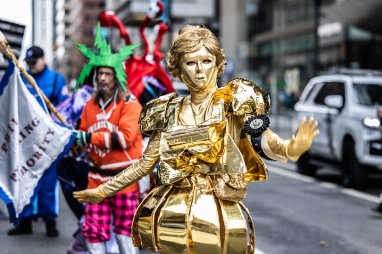 Mummer is dressed as Dot Matrix