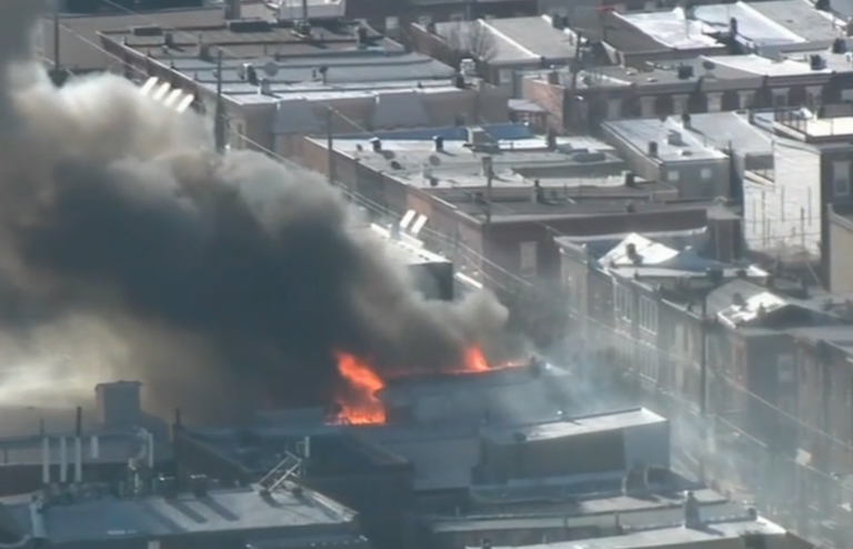 rowhouses on fire