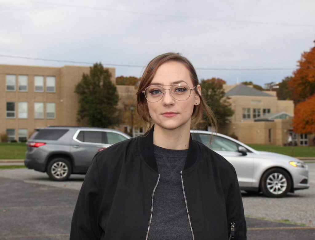 Zsuzsa Gyenes in East Palestine. She and her son moved away after the Norfolk Southern train derailment. (Julie Grant/The Allegheny Front)