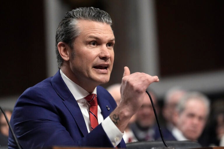 Pete Hegseth, President-elect Donald Trump's choice to be Defense secretary, appears before the Senate Armed Services Committee for his confirmation hearing, at the Capitol in Washington, Tuesday, Jan. 14, 2025. (AP Photo/J. Scott Applewhite)