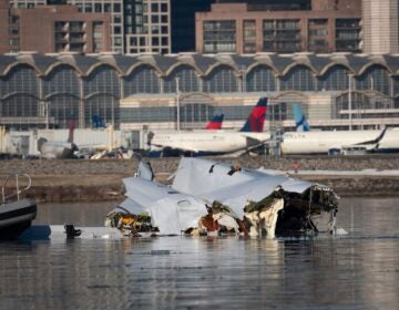 wreckage from the plane crash in the river