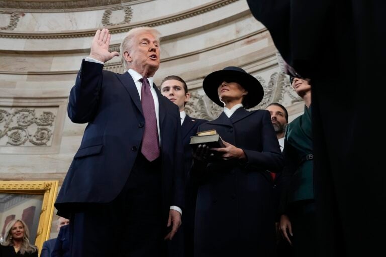 Donald Trump getting sworn in