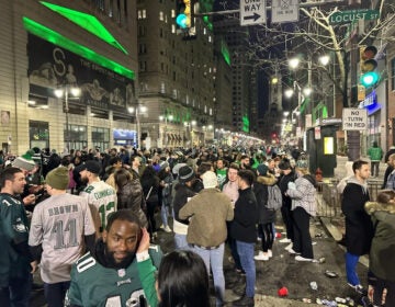 Eagles fans in the street