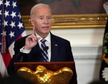 Joe Biden holds up a finger