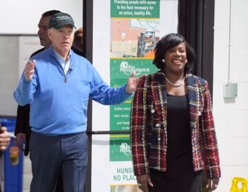 Joe Biden and Cherelle Parker enter the room