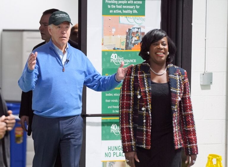 Joe Biden and Cherelle Parker enter the room