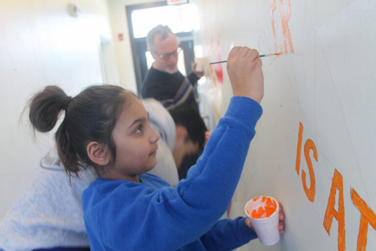 a child painting