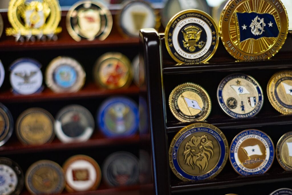 Medals outside of Admiral Levine's office