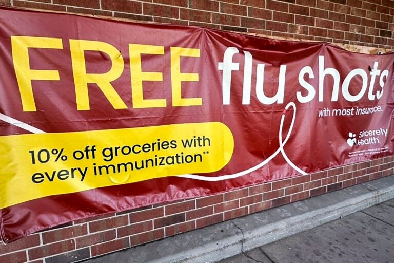 Free flu shots sign