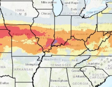 The National Weather Service's Winter Storm Severity Index shows areas predicted to be impacted by the storm. (NWS Weather Prediction Center/Screenshot by NPR)