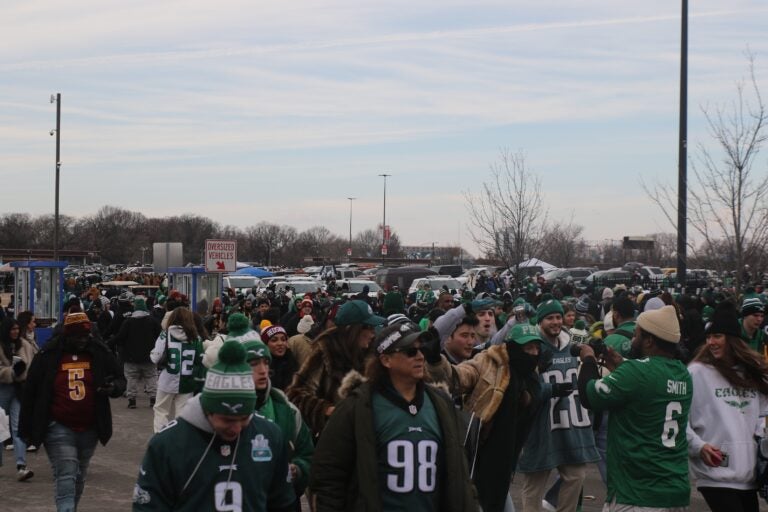 Many Eagles fans in the parking lot