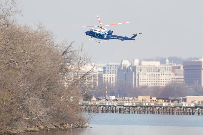 U.S. Park Police helicopter during search and rescue efforts