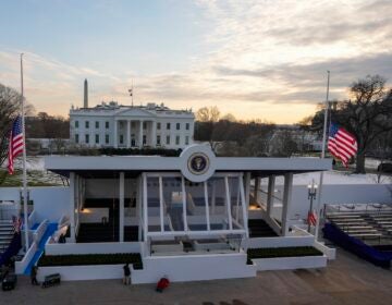 Presidential reviewing stand on Pennsylvania outside the White House