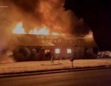 A fire blazes at the A Cheerful Giver candle business in Salem County, N.J. (6abc)