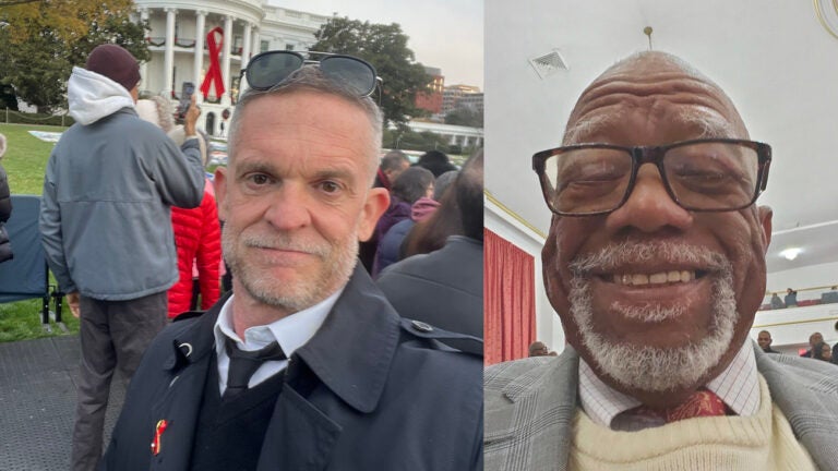 Jay Lassiter (left), of Cherry Hill, New Jersey, attended an observance for World AIDS Day on Dec. 1, 2024 on the White House South Lawn in Washington, D.C. Vernon Wright (right), of Philadelphia, is the founder of the Gordon-Wright Community Development Center, which provides HIV testing and counseling, drug and alcohol referrals and education. (Courtesy of Jay Lassiter/Vernon Wright, respectively)