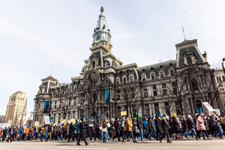 Protesters outside City Hall