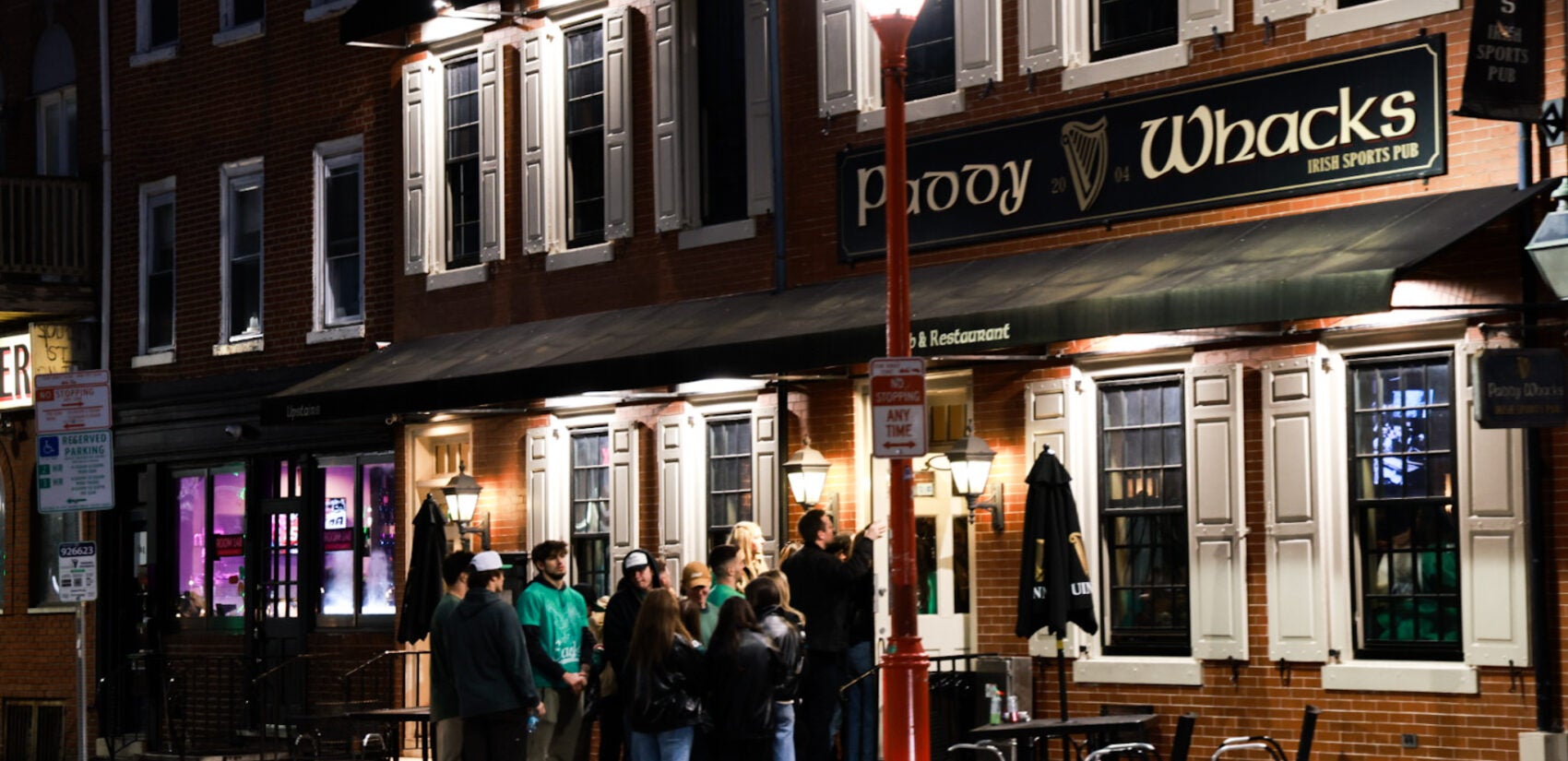 Fans outside Paddy Whack's bar