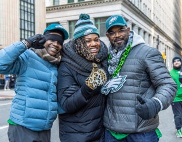 The Moyers family is seen at the Eagles victory parade