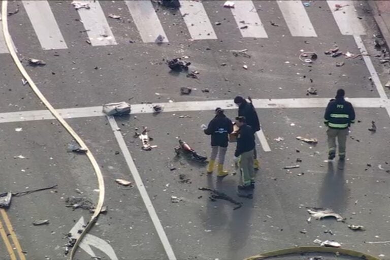 Chopper 6 was over the aftermath of the medical jet crash in Northeast Philadelphia.
